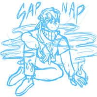 gap nap, praca na tablecie wacom, chopiec, niebieski szkic